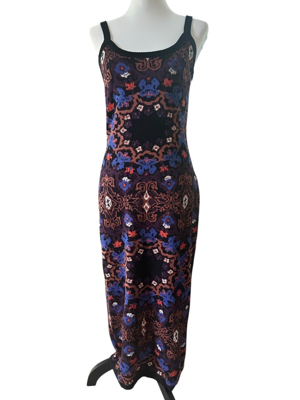 Cleobella Form Fitting Payton Jacquard Pattern Cotton Midi Sweater Dress XS